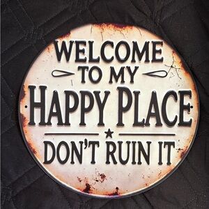 Rustic Metal Wall Sign - Cream and Brown - never used